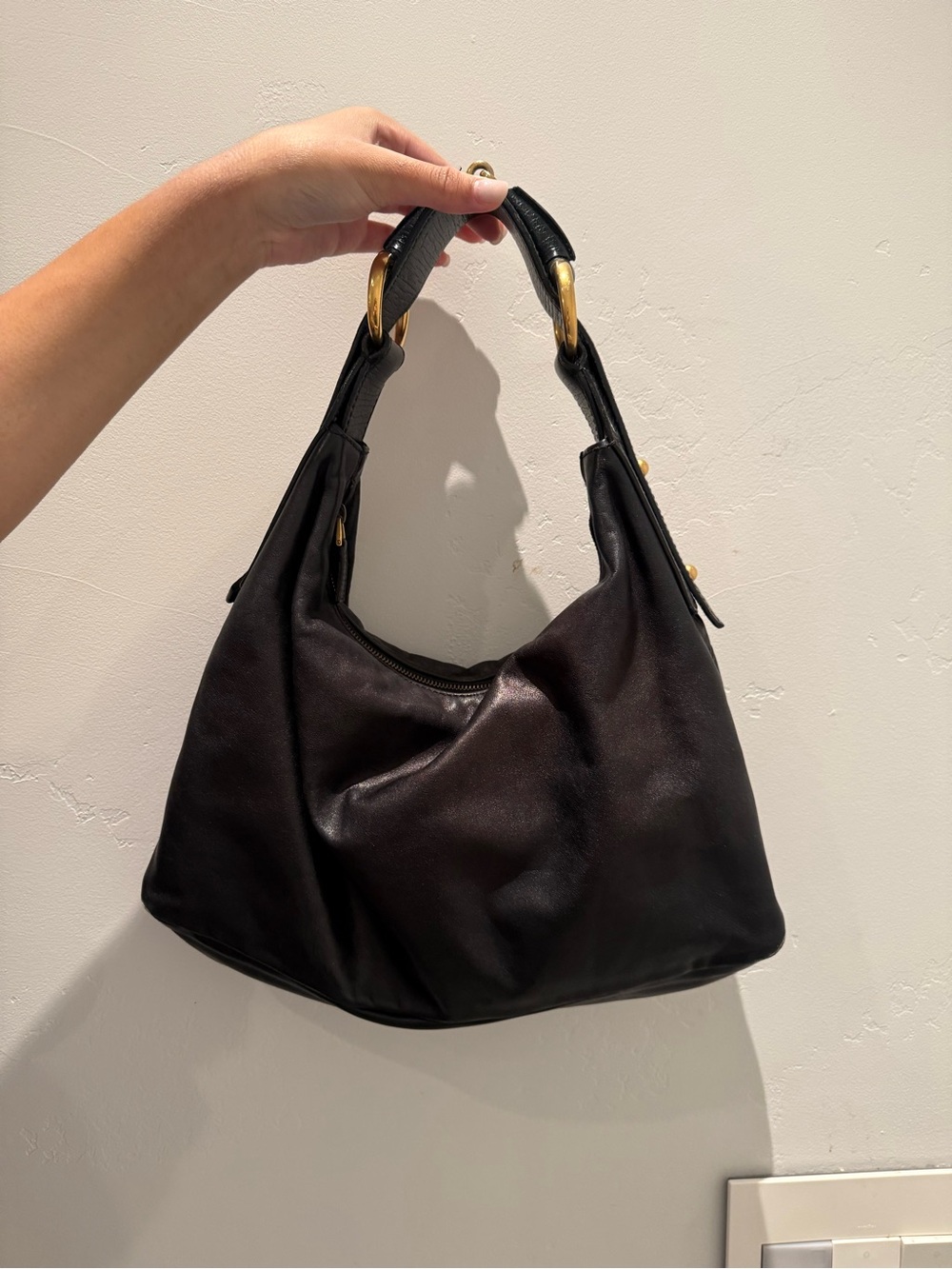 Authentic Gucci Black Leather Horsebit Hobo Bag Medium Vintage - Picture 3 of 13